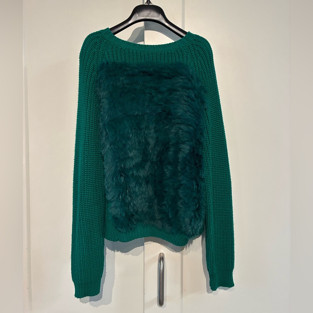 Sportmax Code M 🎄 Emerald Green Rabbit Fur Panel Sweater